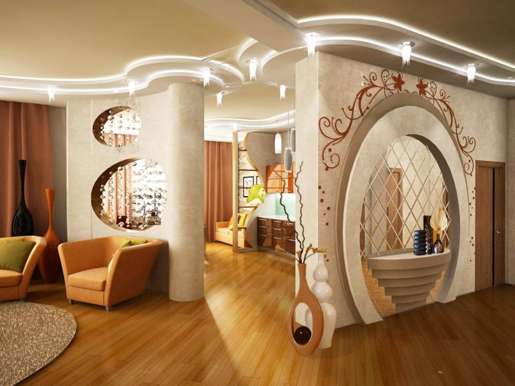 High-end interior featuring expert drywall finishing and modern lighting.